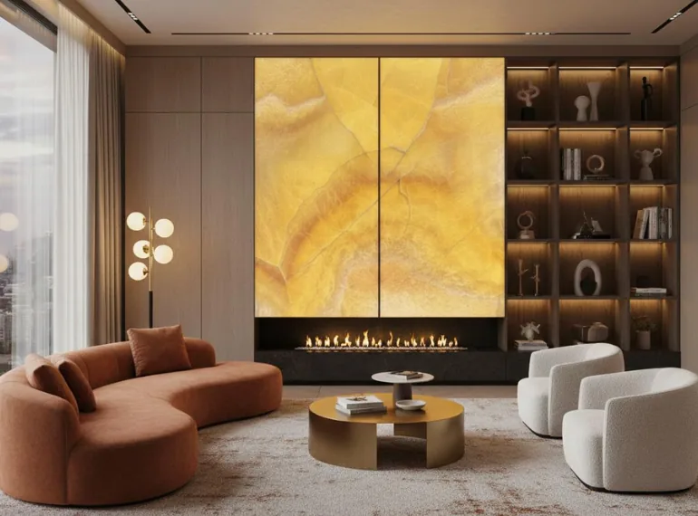 Onyx Fireplace Surrounds for Sophisticated Living Spaces